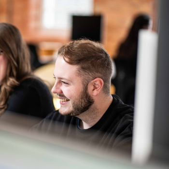 Ben working at his desk
